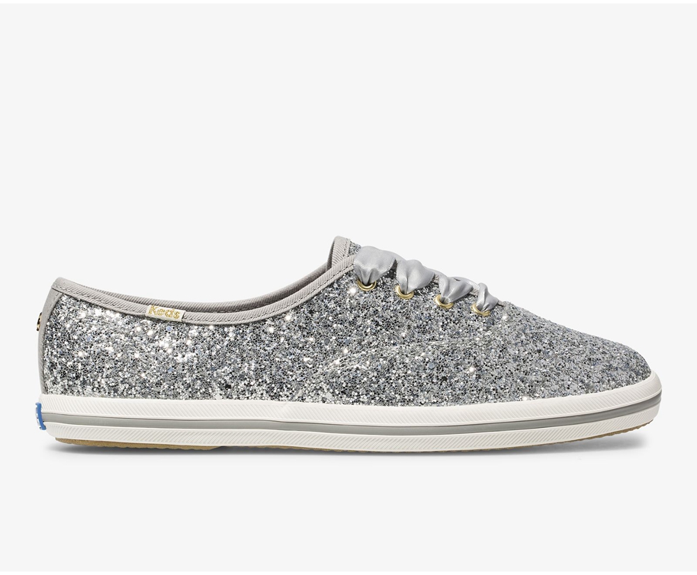 Keds Sneakers Silver - Kate Spade new york Champion Glitter - Womens KHGNCY-514